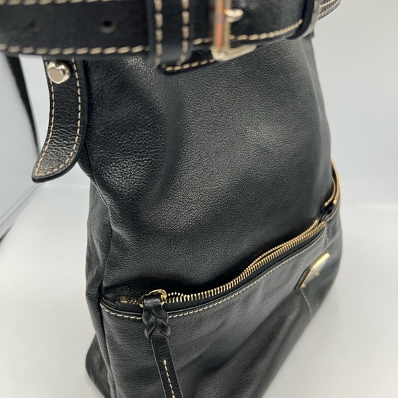 Dooney & Bourke Black Leather Shoulder Bag with Gold Hardware - Picture 6 of 7